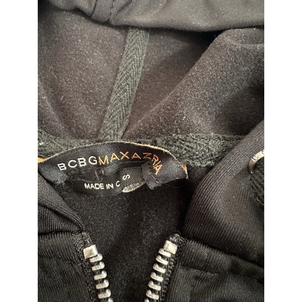 BCBG Maxazria Women's Size Small S Sweatshirt Full Zip Black Hoodie Long Sleeve - Picture 4 of 11